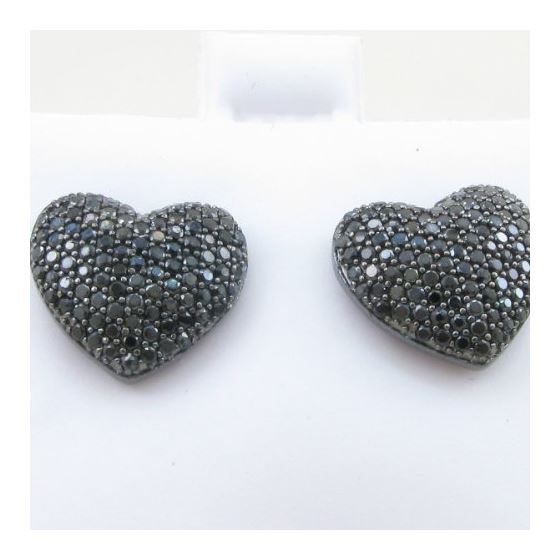 Womens .925 sterling silver Black heart earring 5mm thick and 13mm wide 2