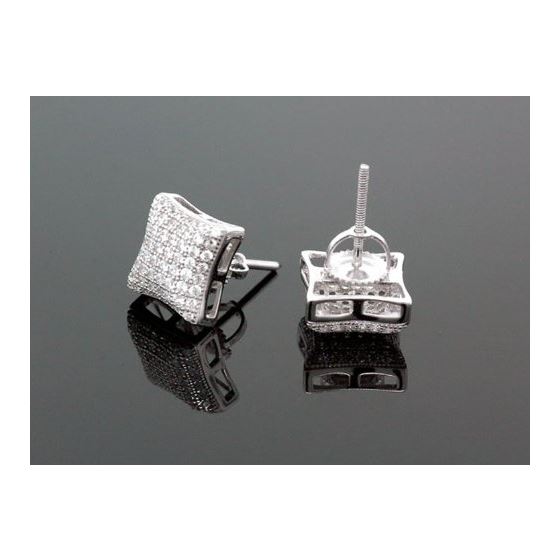 Sterling Silver Unisex Fashion Hand Set Stud Earrings ME0217c 2