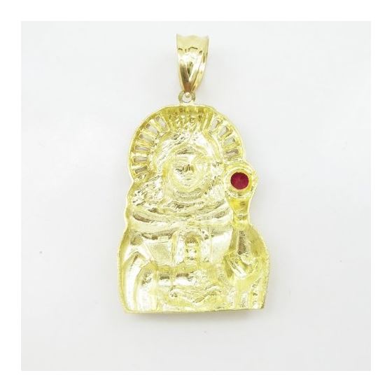 Mens 10k Yellow gold White and red gemstone mary charm EGP14 4