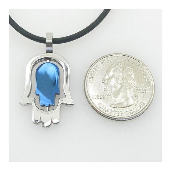 Unisex genuine leather braided crystal pendant fancy jewelry white and blue moving hamsa leather nec