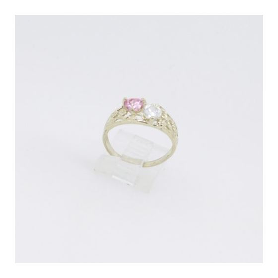 10k Yellow Gold Syntetic pink gemstone ring ajr67 Size: 8 2