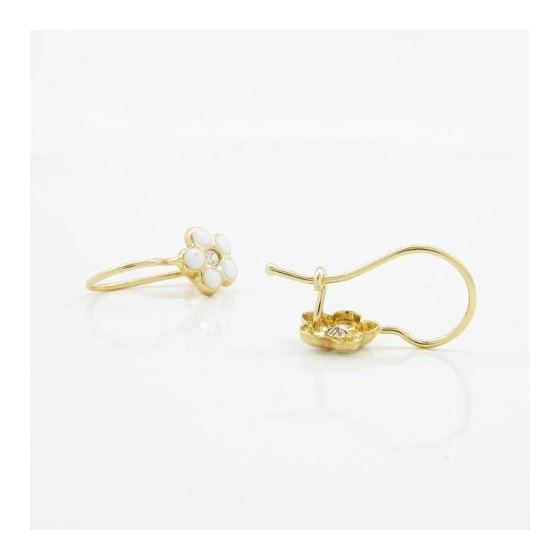 14K Yellow gold Flower cz hoop earrings for Children/Kids web32 4