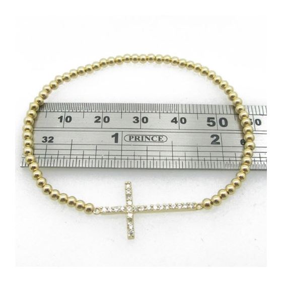 Ladies .925 Italian Sterling Silver yellow cross ball bracelet Diameter - 2.36 inches 4