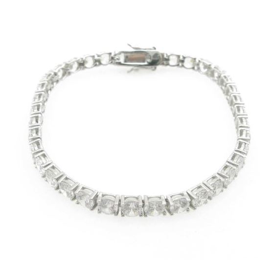 Ladies .925 Italian Sterling Silver round cut cz tennis bracelet Length - 7 inches Width - 5mm 2