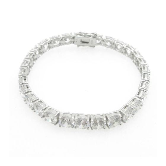 Ladies .925 Italian Sterling Silver round cut cz tennis bracelet Length - 7 inches Width - 6mm 2
