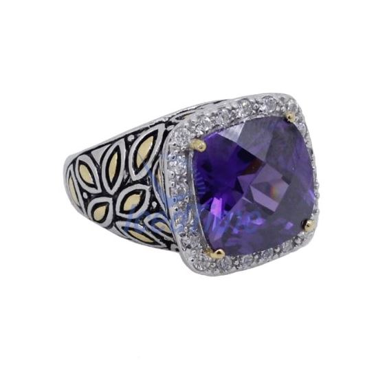 "Ladies .925 Italian Sterling Silver Purple Violet synthetic gemstone ring SAR36 6