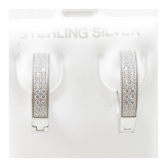 Womens .925 sterling silver White hoop earring 2mm thick and 4mm wide 2