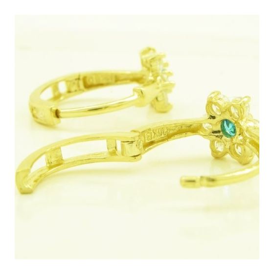 14K Yellow gold Flower cz hoop earrings for Children/Kids web270 4