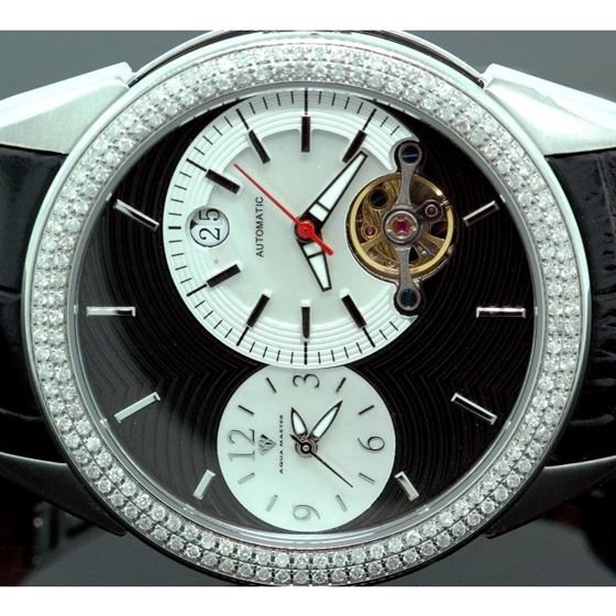 Aqua Master Diamond Automatic Black Mens Watch 1.75 ct w-317a 2