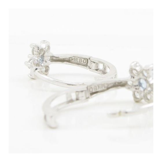 14K White gold Flower cz hoop earrings for Children/Kids web278 4