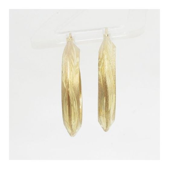 10k Yellow Gold earrings Fancy puff bamboo gold earrings AGBE54 2