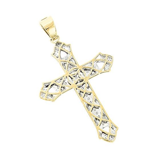 Mens Natural 2Ctw Diamond Cross Pendant 14K For-2