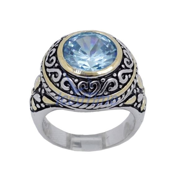 "Ladies .925 Italian Sterling Silver Baby blue synthetic gemstone ring SAR47 6