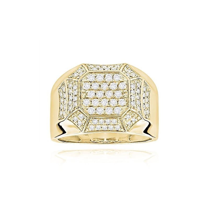 14K Gold Mens Unique Designer Natural 1 Ctw Diamon