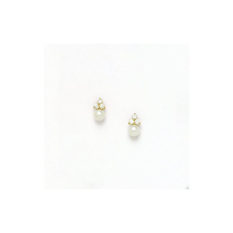 14K Yellow Gold genuine pearl and cz ear 68389 1