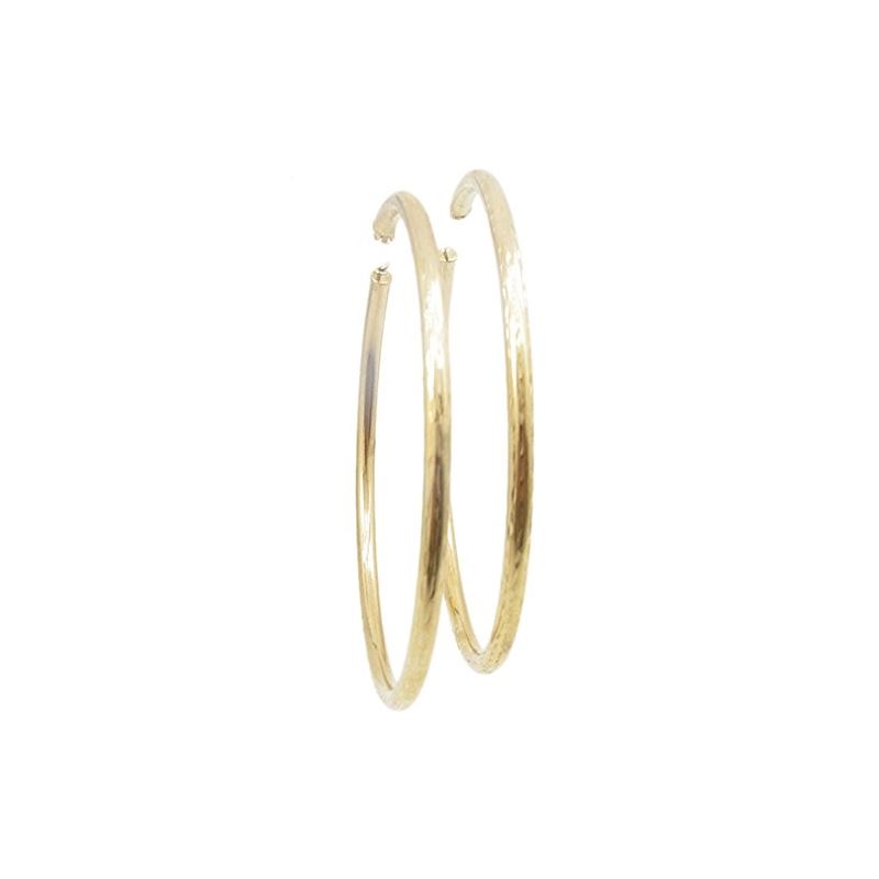 10k Yellow Gold earrings Plain Cut hoop  60732 1