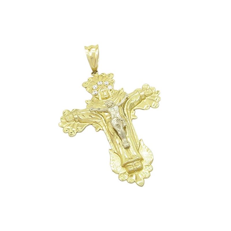 Mens 10k Yellow gold Jesus crucifix char 77679 1