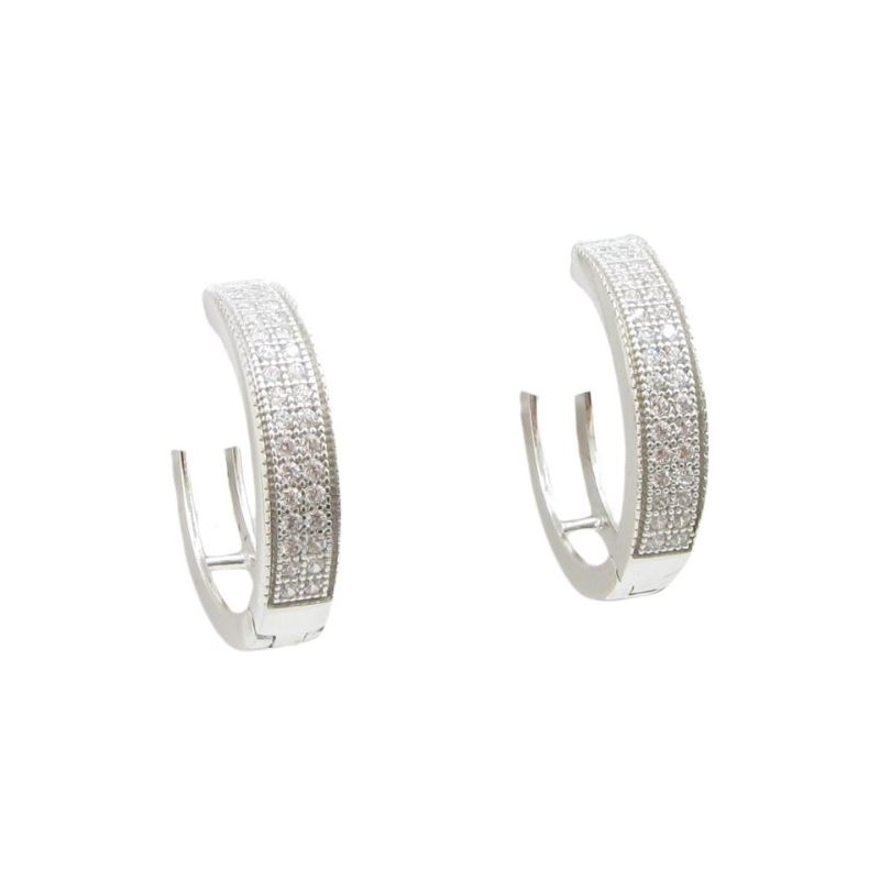 Womens .925 sterling silver White hoop e 83398 1