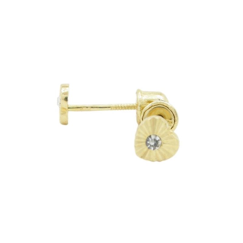 14K Yellow gold Heart cz stud earrings f 68680 1