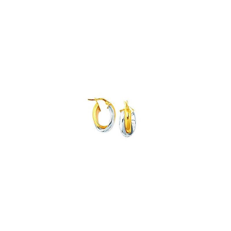 14K Yellow White Gold Ladies Hoop Earrin 70831 1