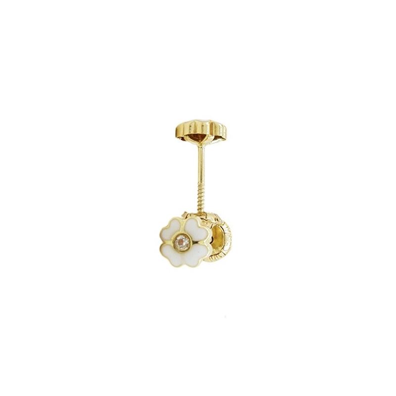 14K Yellow gold Flower cz stud earrings  68158 1