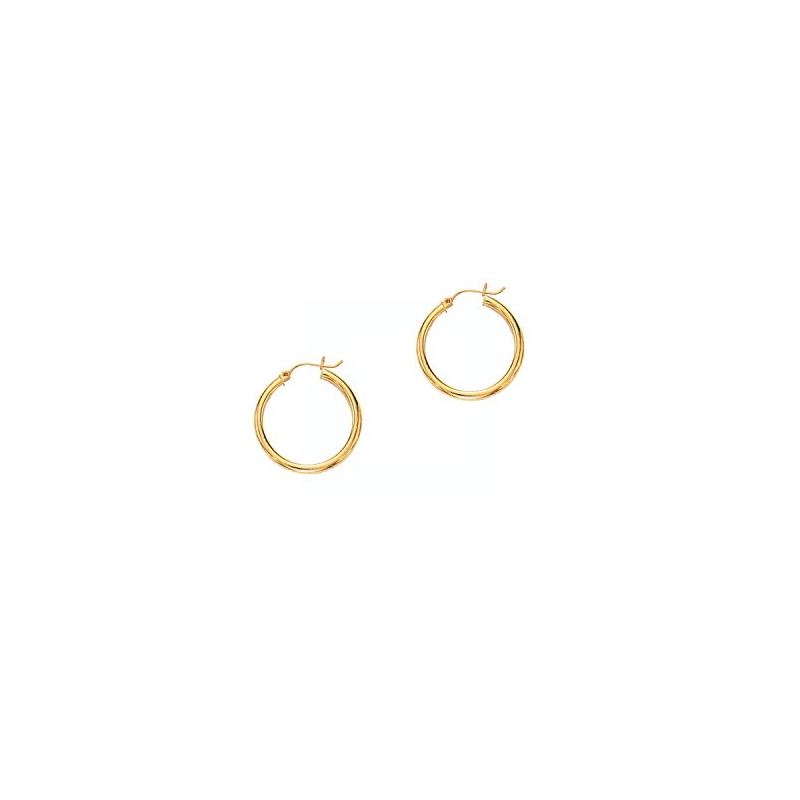 14K Yellow Gold Ladies Shiny Hoop Earrin 69229 1