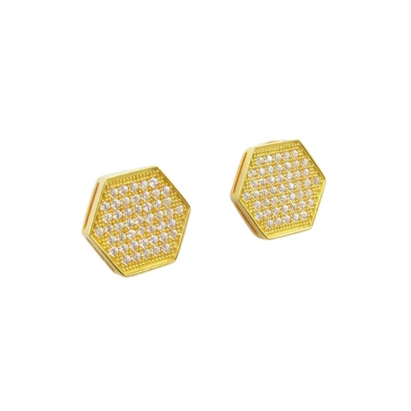 Mens .925 sterling silver Yellow hexagon 76936 1