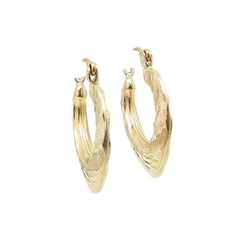 10k Yellow Gold earrings Fancy puff bamb 60636 1