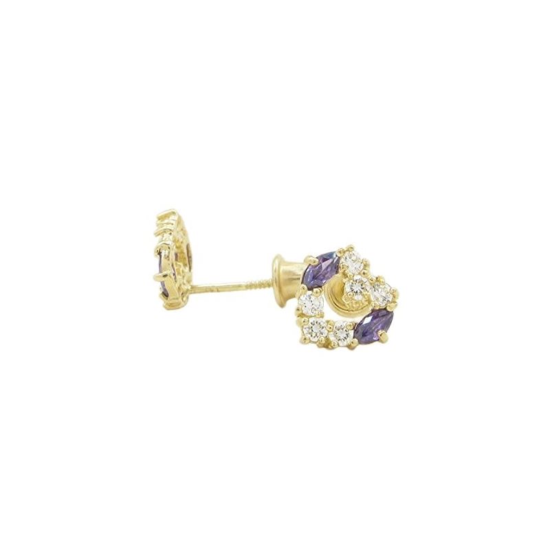 14K Yellow gold Heart fancy cz stud earr 68735 1