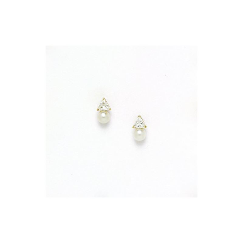 14K Yellow Gold genuine pearl and cz ear 68390 1
