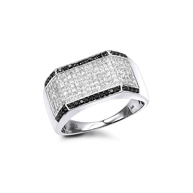 14K Black White Round Princess Cut Natural 2.2 Ctw