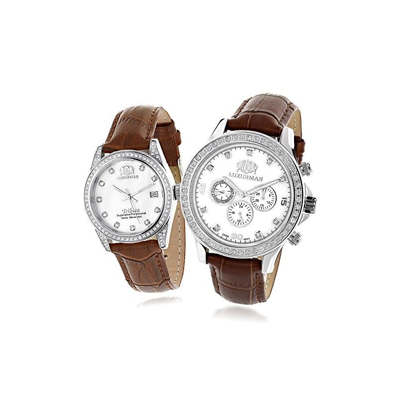 Matching His And Hers Watches White MOP Gold Plate