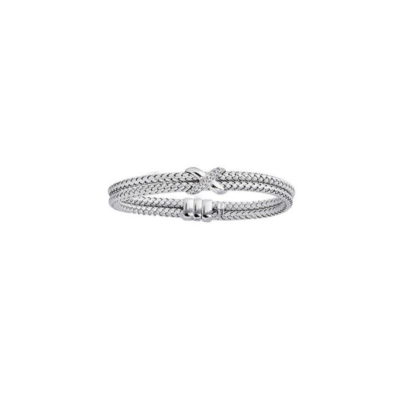 Sterling Silver 3.8 Mm Wide Double Row Rhodium Fin