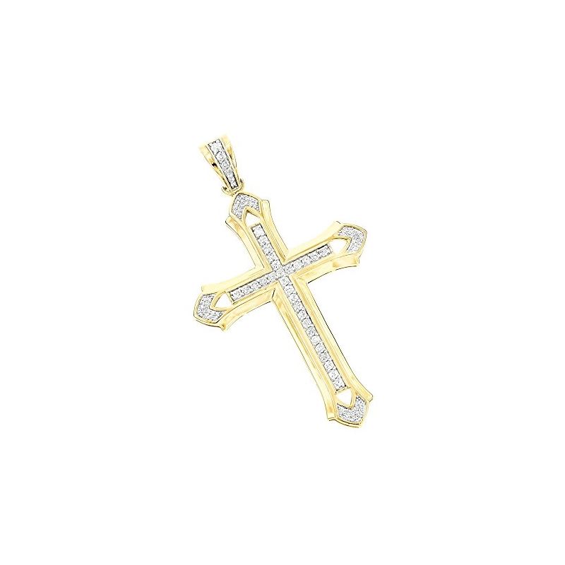 Mens Natural 2Ctw Diamond Cross Pendant 14K For Hi