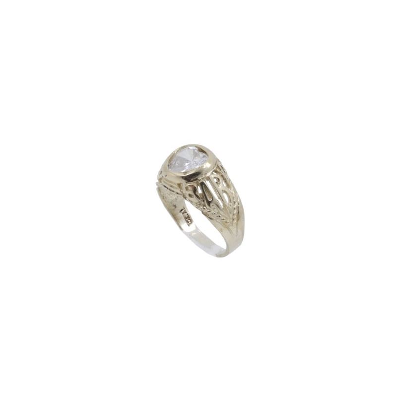 10k Yellow Gold Syntetic white gemstone  62876 1