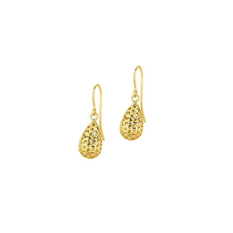 14K Yellow Gold Ladies Drop Earrings ER1 69095 1