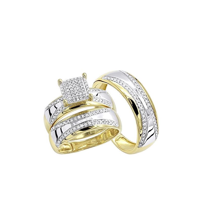 Two Tone 10K Gold Wedding Bands Engagement Ring Ro