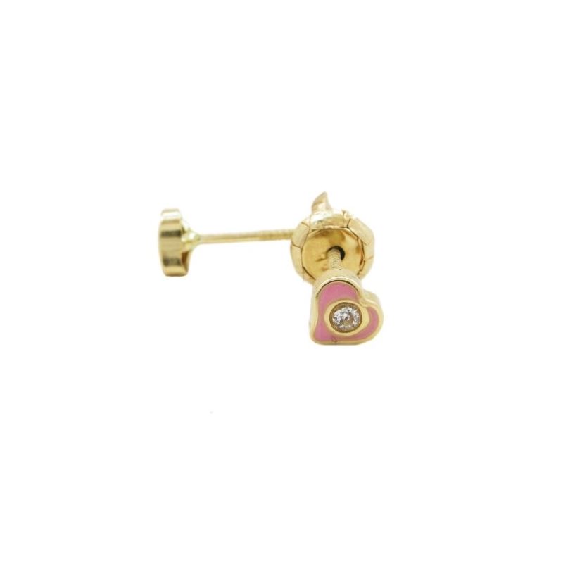 14K Yellow gold Heart cz stud earrings f 68590 1