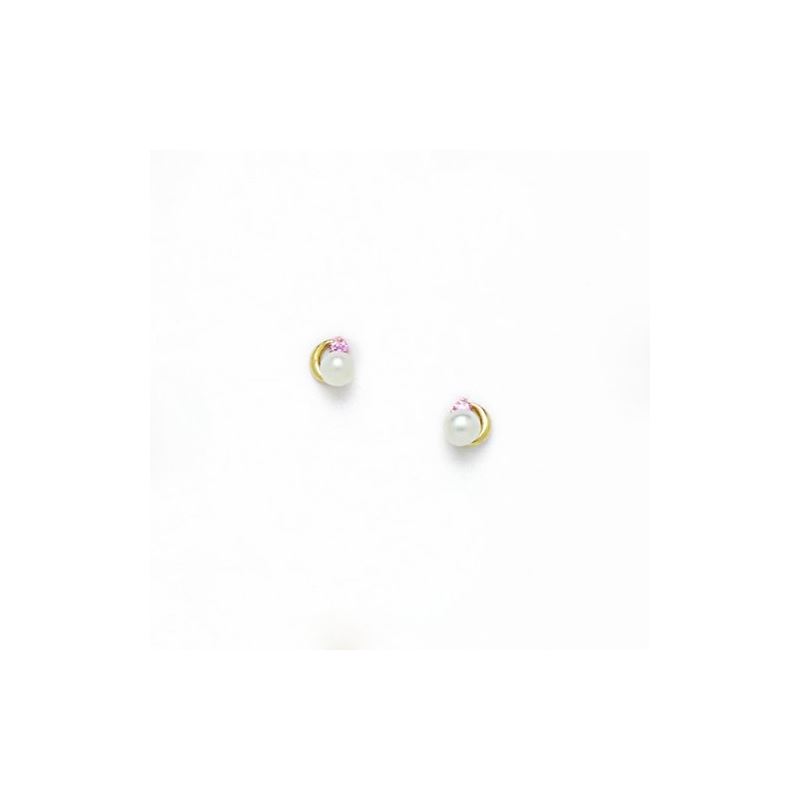 14K Yellow Gold genuine pearl and cz ear 68387 1