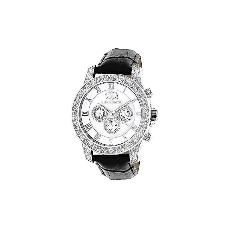 Luxurman Mens Diamond Watch 0.5ct White  90380 1