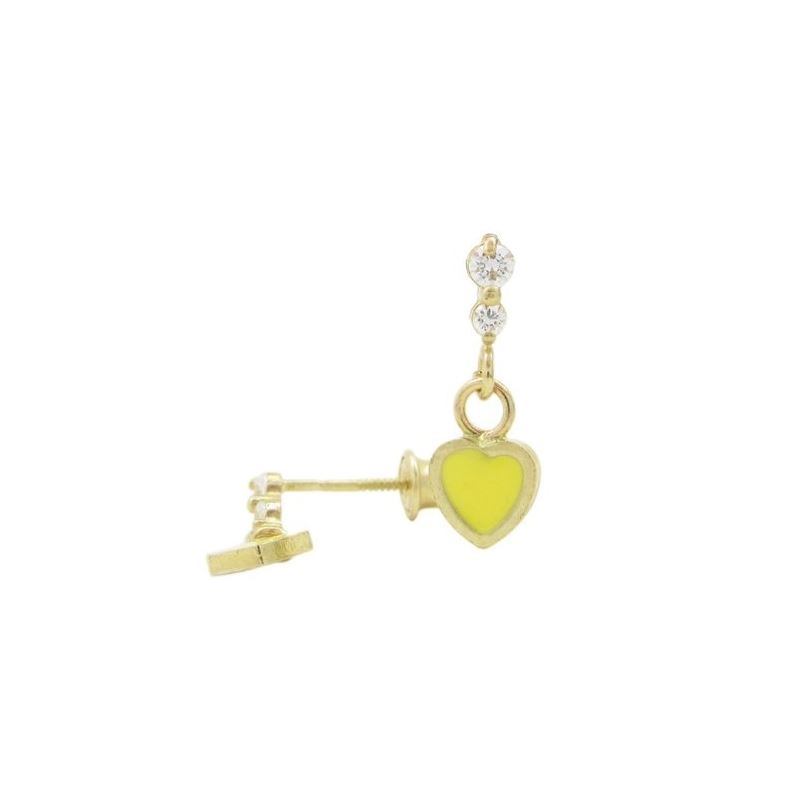 14K Yellow gold Thin heart cz chandelier 70674 1