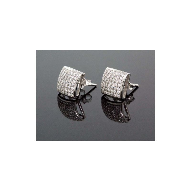 .925 Sterling Silver Unisex Earrings Fan 58558 1