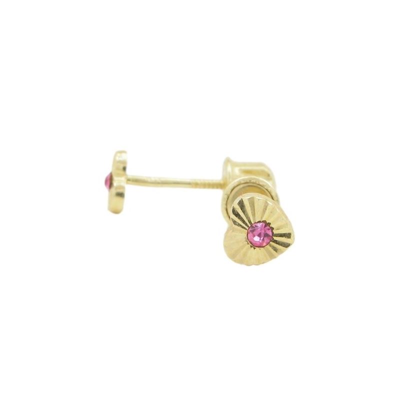 14K Yellow gold Heart cz stud earrings f 68670 1