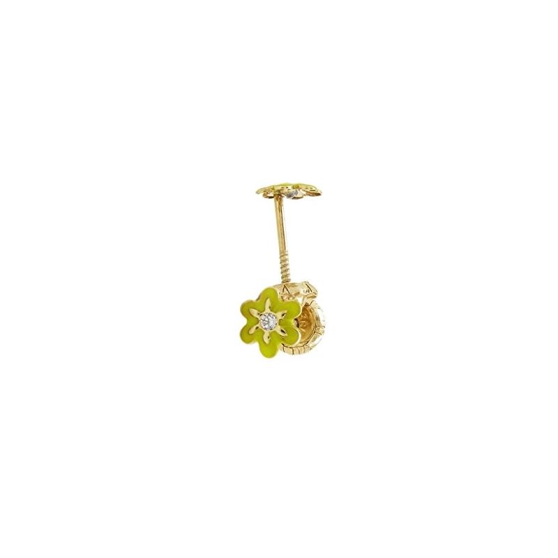 14K Yellow gold Flower cz stud earrings  68064 1