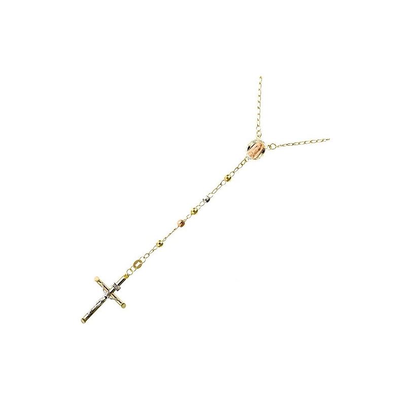 10K 3 TONE Gold HOLLOW ROSARY Chain - 28 59537 1