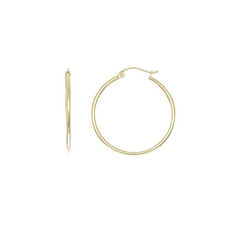 14K Yellow Gold Ladies Shiny Hoop Earrin 69235 1