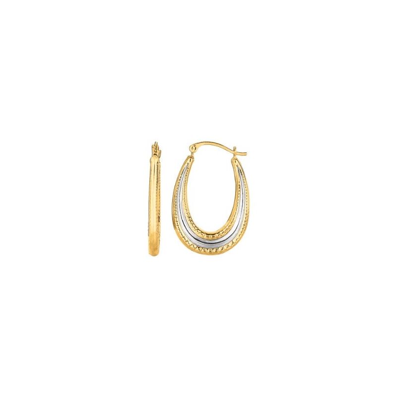 10K Yellow White Gold Ladies Hoop Earrings 105ER