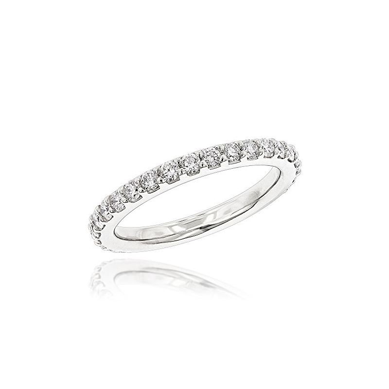 Slim Diamond Platinum Wedding Band For Women Stack