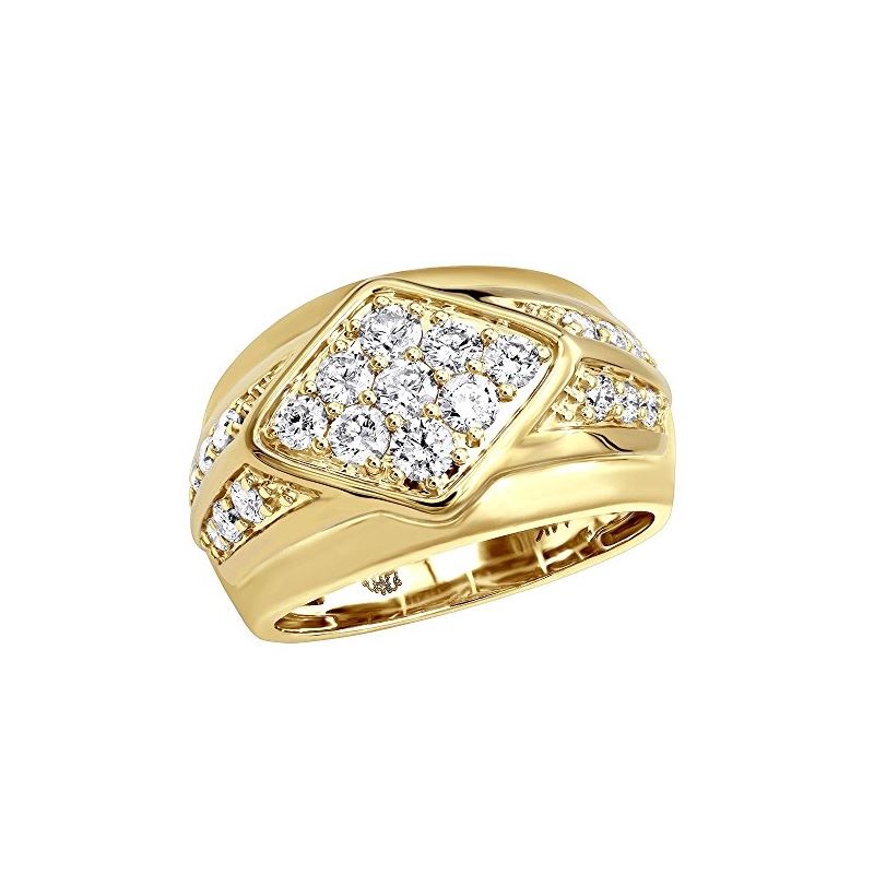 14K Gold Unique Mens Diamond Ring Wedding Band 1.6