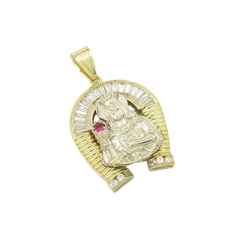 Mens 10k Yellow gold Red and white gemst 87917 1